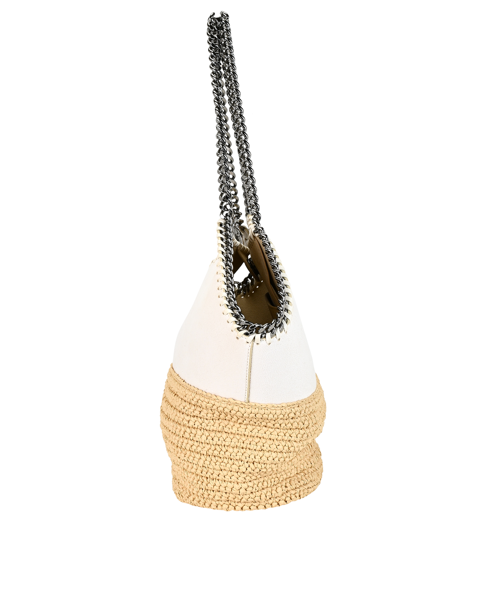 Medium Falabella Tote, &pound;395, Handbags, Beige/White, Faux Leather/Raffia, Bottom view